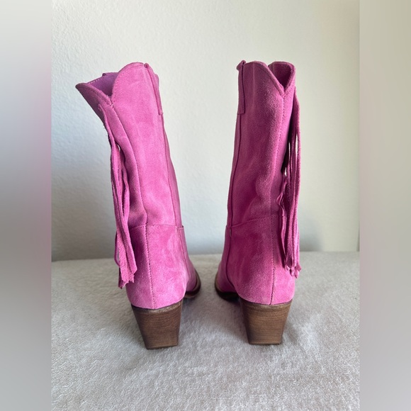 KALI SHOES Cowgirl boots fringes Stivaletti Texani Pink suede‎ 39 US 9 western - Picture 6 of 12
